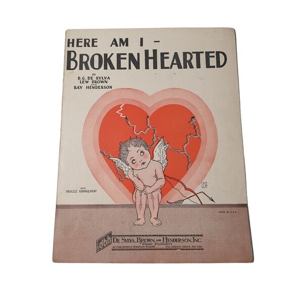 Here Am I Broken Hearted 1927 Vintage Sheet Music Piano Voice Easy Listening - Picture 1 of 2